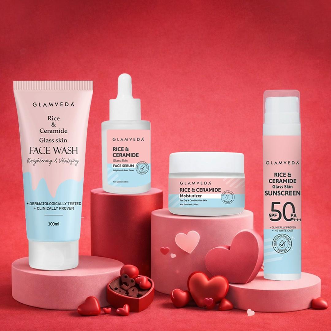 Glamveda Rice & Ceramide Valentine’s Special Complete 4 Step Skincare Kit