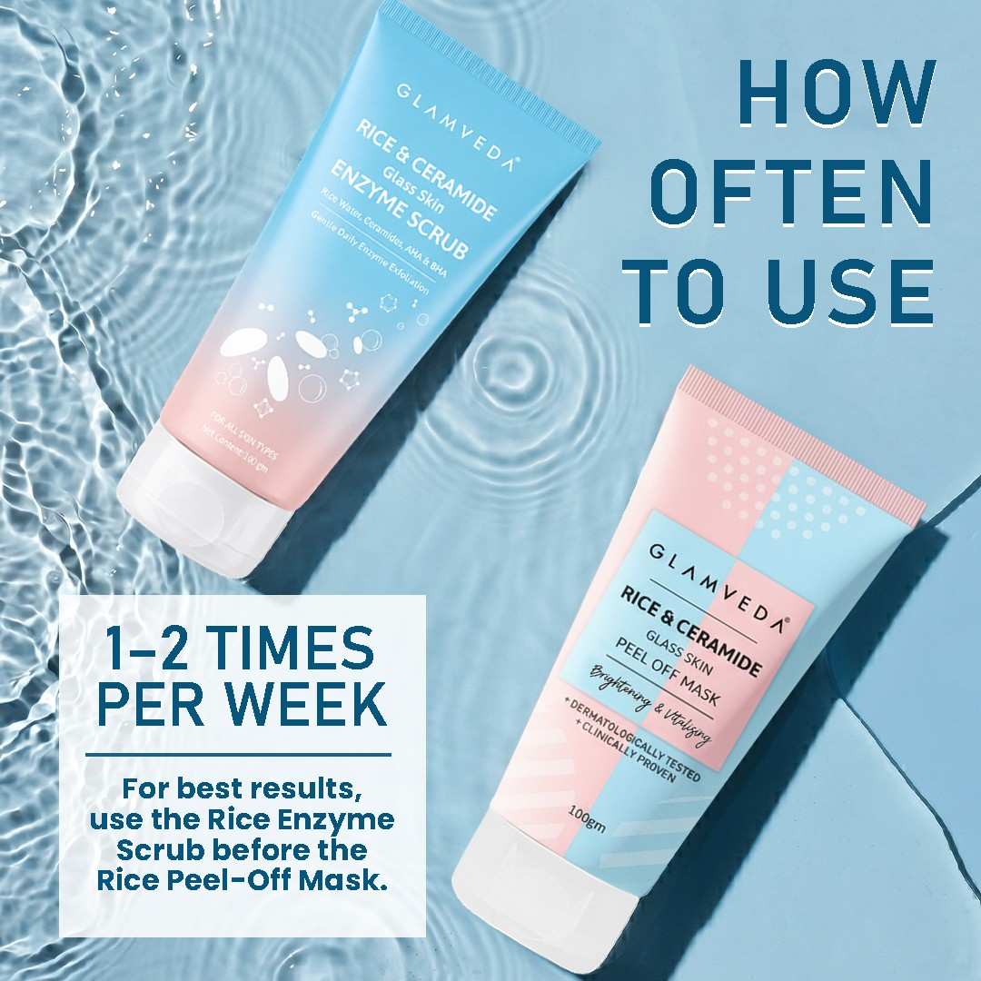 Rice & Ceramide Weekly Glow Ritual | Enzyme Scrub + Peel Off Mask Combo | Korean Glass Skin Treatment | 200gm