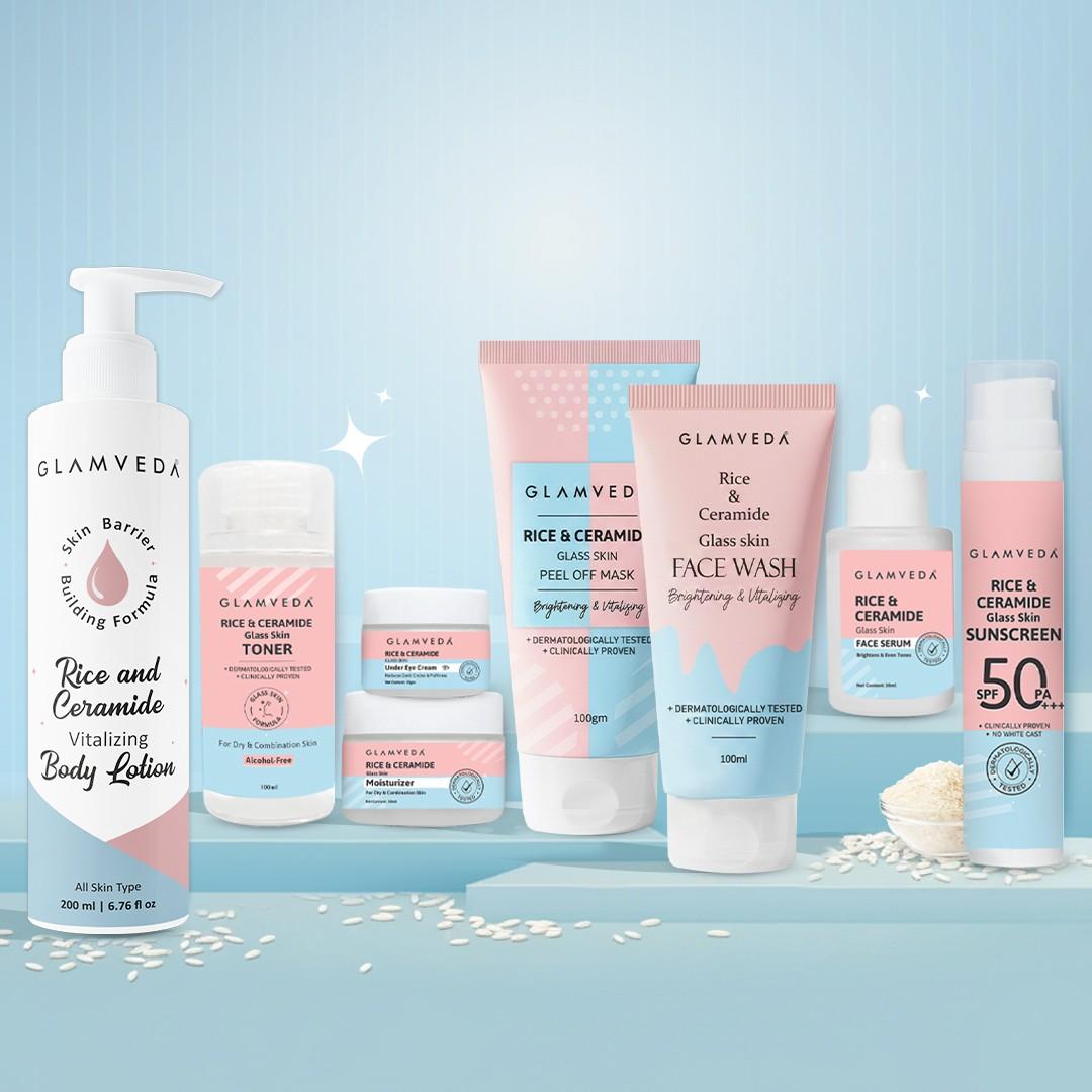 Glamveda Korean Glass Skin Rice & Ceramide 8 Step Weekly Skincare Routine For Women