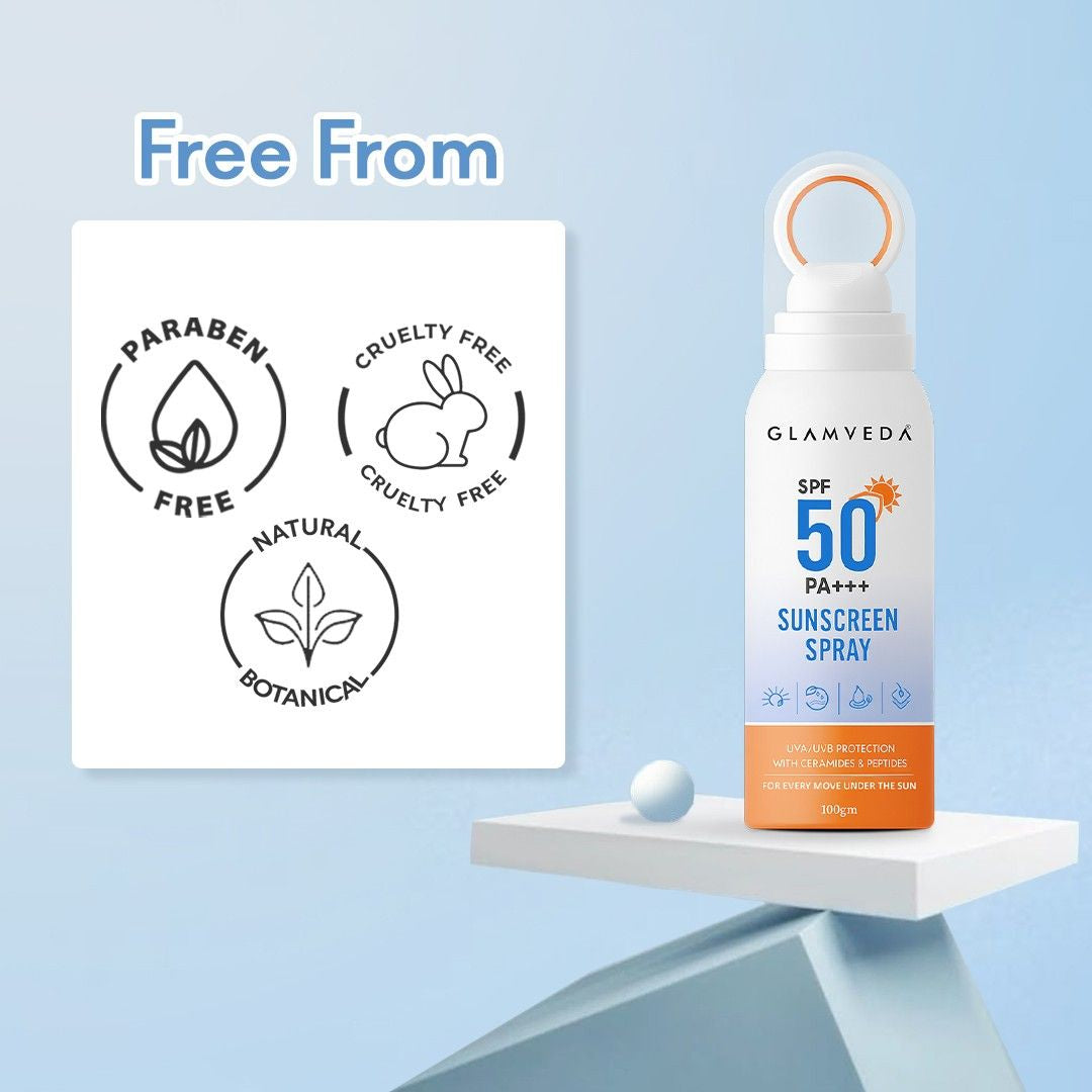 Glamveda Body Sunscreen Spray SPF 50 PA+++ | Water-Resistant, Non-Greasy & Quick-Absorbing | Broad Spectrum UV Protection for Outdoor Use – 100ml