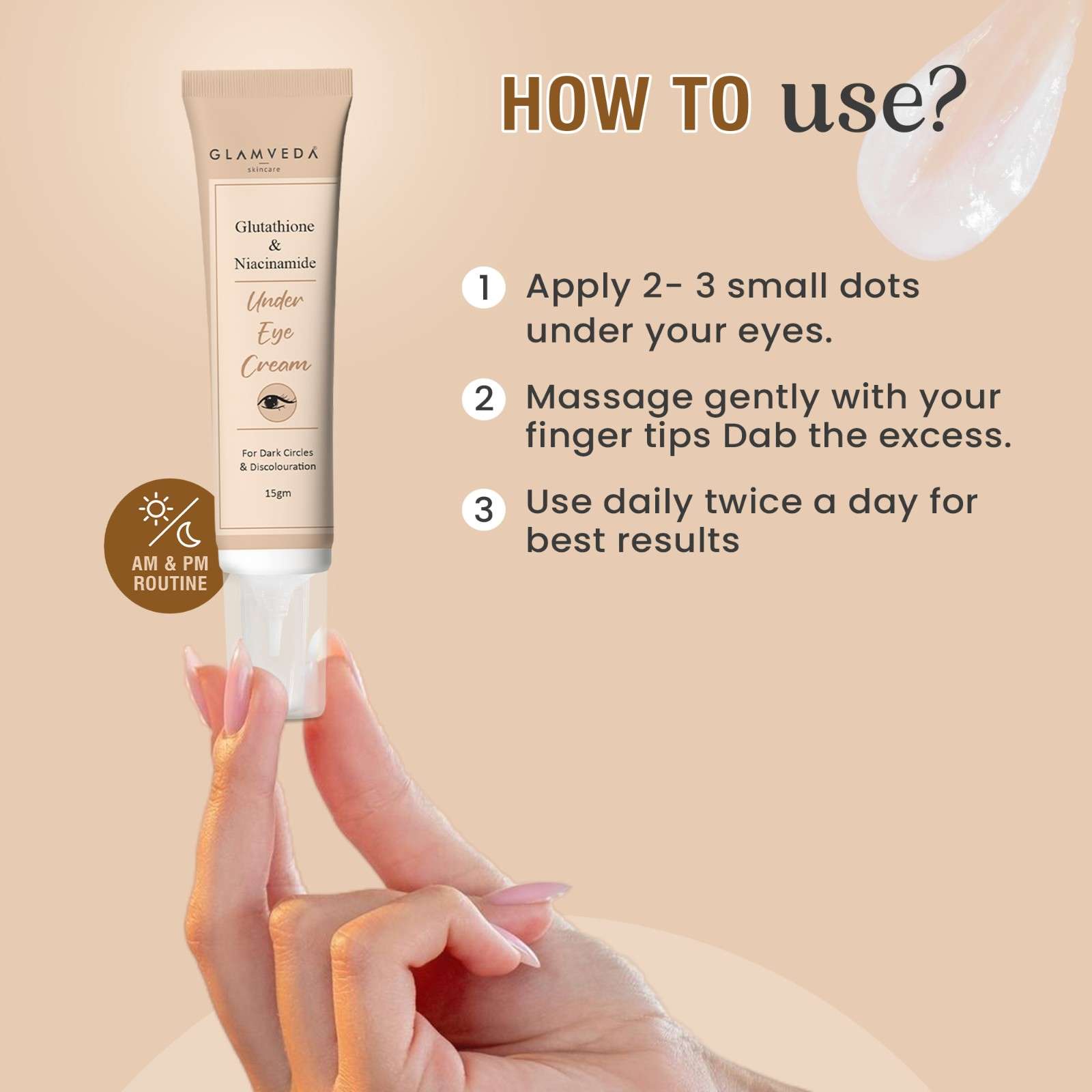Glutathione & Niacinamide Under Eye Cream For Dark Circles & Wrinkles