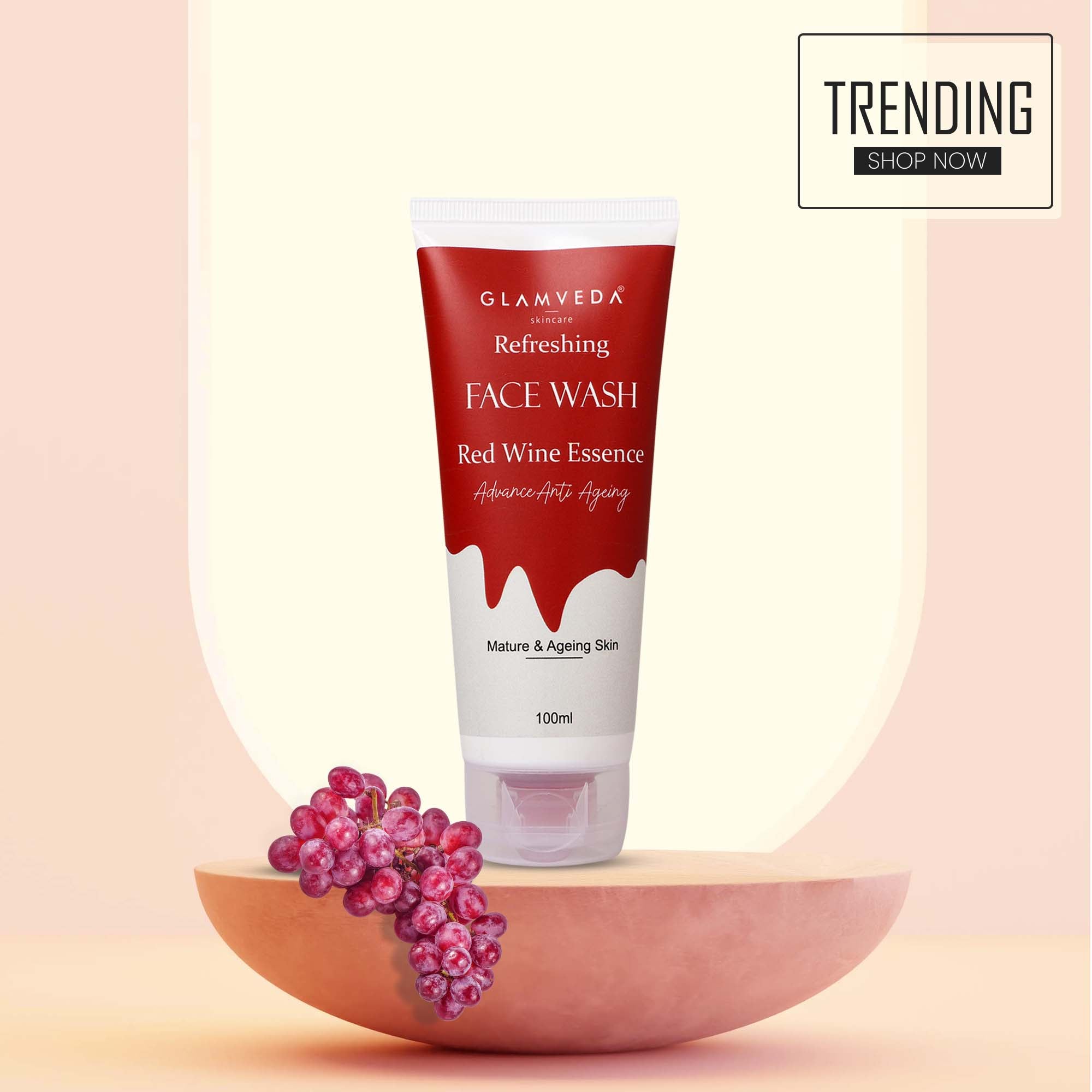 Glamveda Red Wine Advance Anti Ageing Face Wash Glamveda Skincare