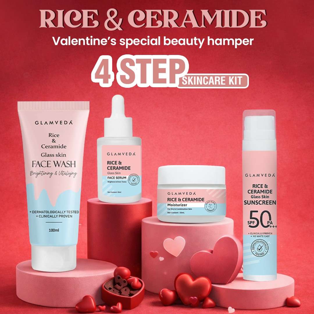 Glamveda Rice & Ceramide Valentine’s Special Complete 4 Step Skincare Kit