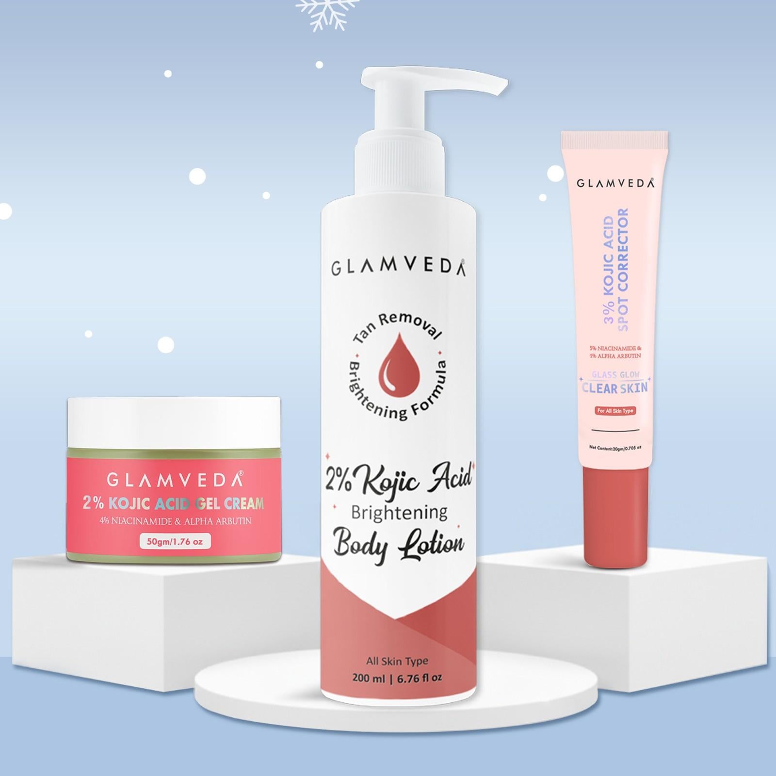 Kojic Acid 3-Step Winter Care Combo |Spot Corrector + Face Cream + Body Lotion
