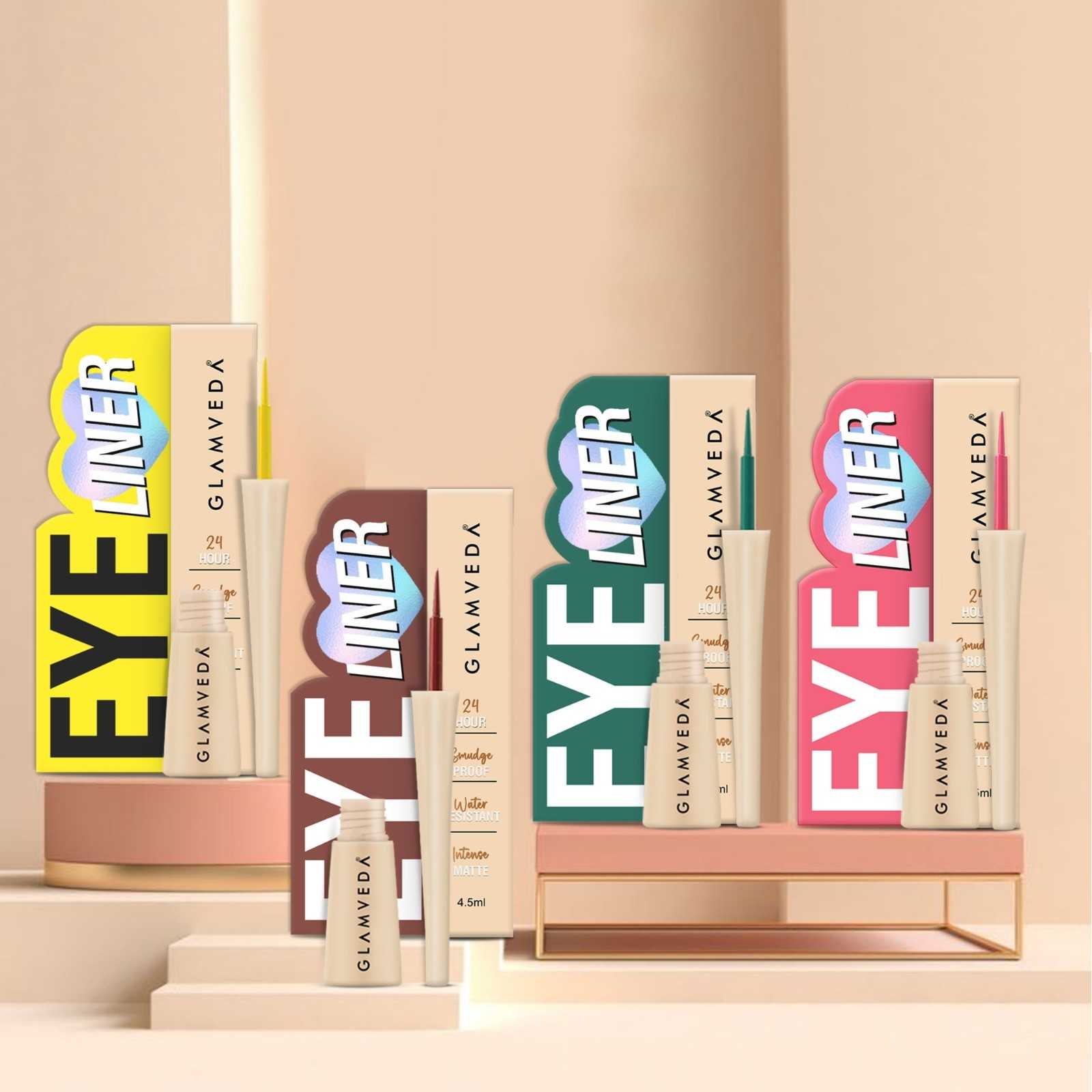 Glamveda Eyeliner Collection – 8 Bold Colors to Unleash Your Creativity | Smudge-Proof, Waterproof & Highly Pigmented