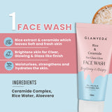 Glamveda Rice & Ceramide Combo | Skin Brightening & Anti Dullness | Improves skin barrier | Face Wash & Peel Off Mask Combo
