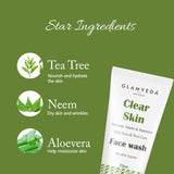 Glamveda Clear Skin Tea Tree, Neem & Aloe Vera Anti Acne Face Wash