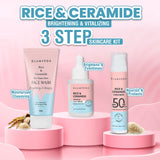 Glamveda Korean Glass Skin Rice & Ceramide 3 Step Combo | Face Wash, Serum & Sunscreen