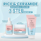 Glamveda Korean Glass Skin Rice & Ceramide 3 Step Combo | Face Wash, Serum & Moisturizer