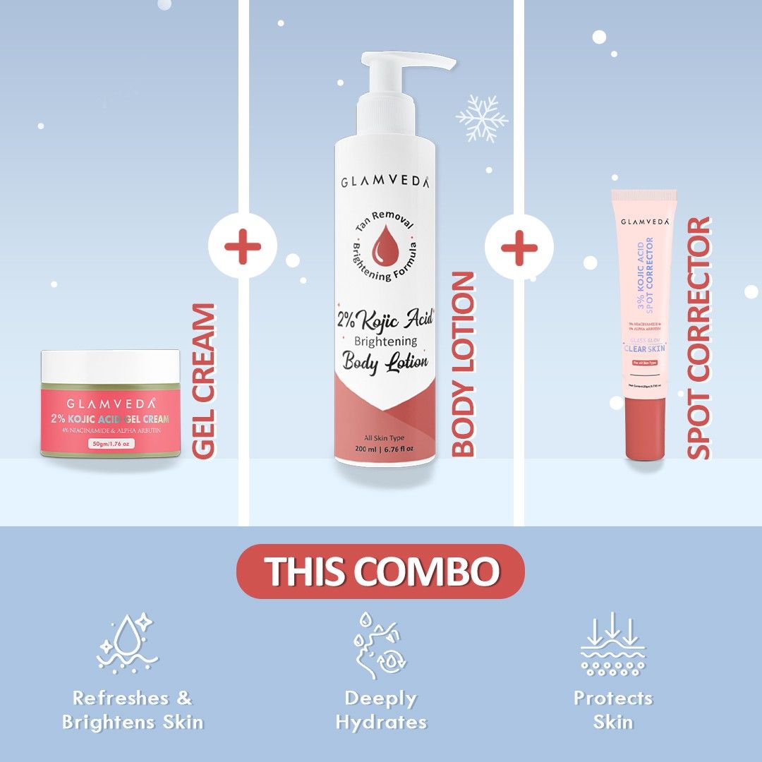 Kojic Acid 3-Step Winter Care Combo |Spot Corrector + Face Cream + Body Lotion