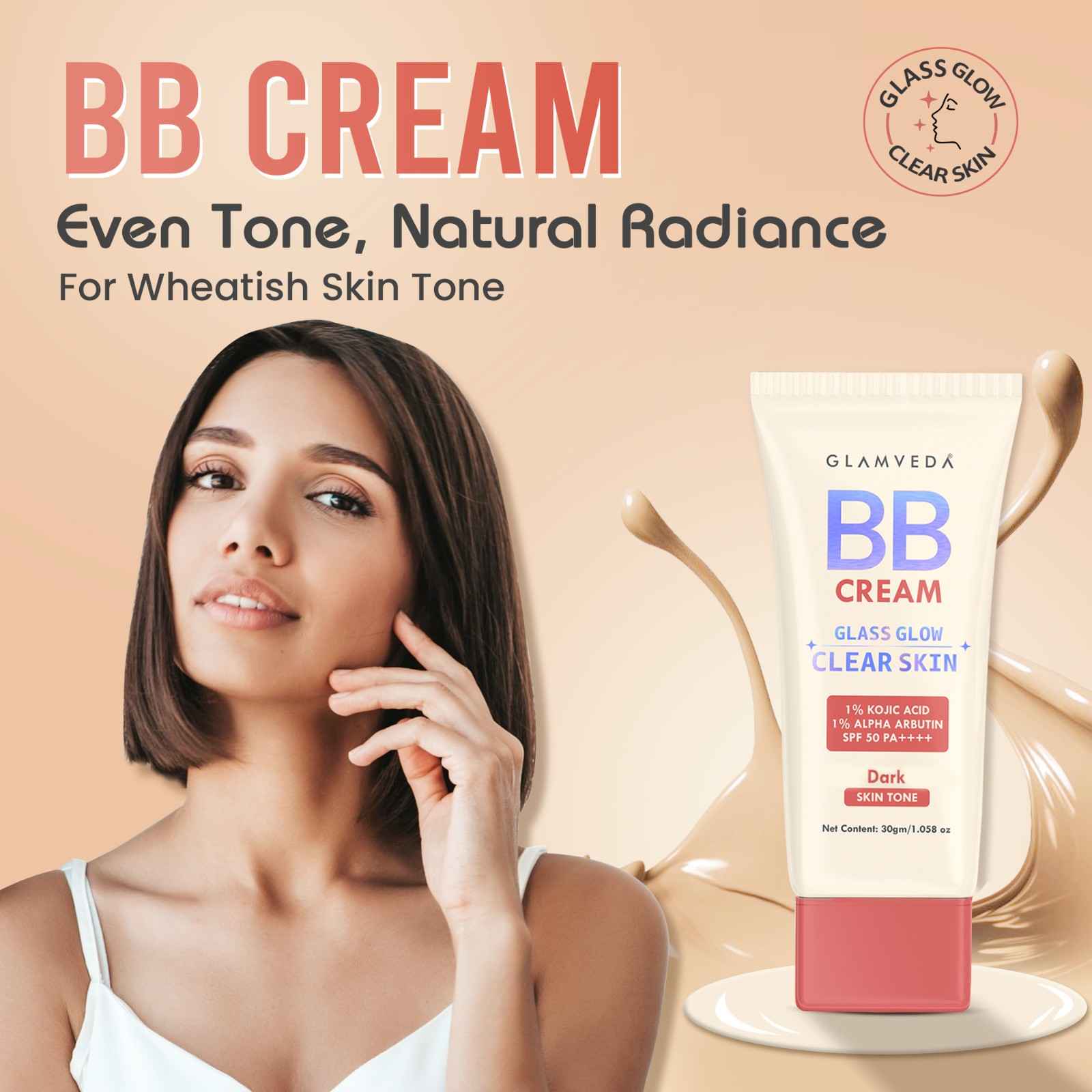 Glamveda BB Cream for Wheatish Skin Tone With SPF 50++++