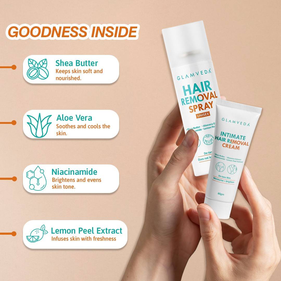 Hair Removal Combo| Spray 200ml + Free Intimate Cream 60g