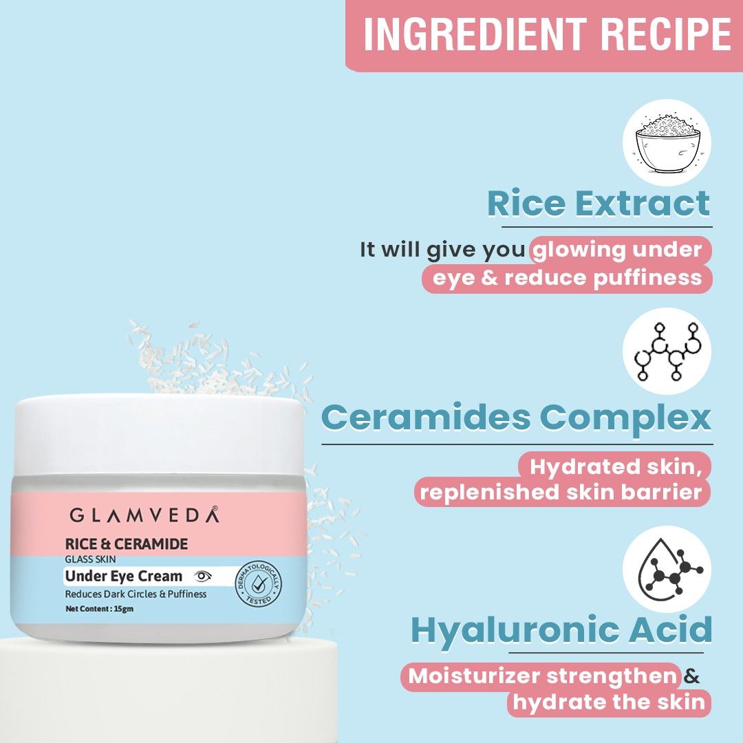Glamveda Glass Skin Rice & Ceramide Under Eye Cream