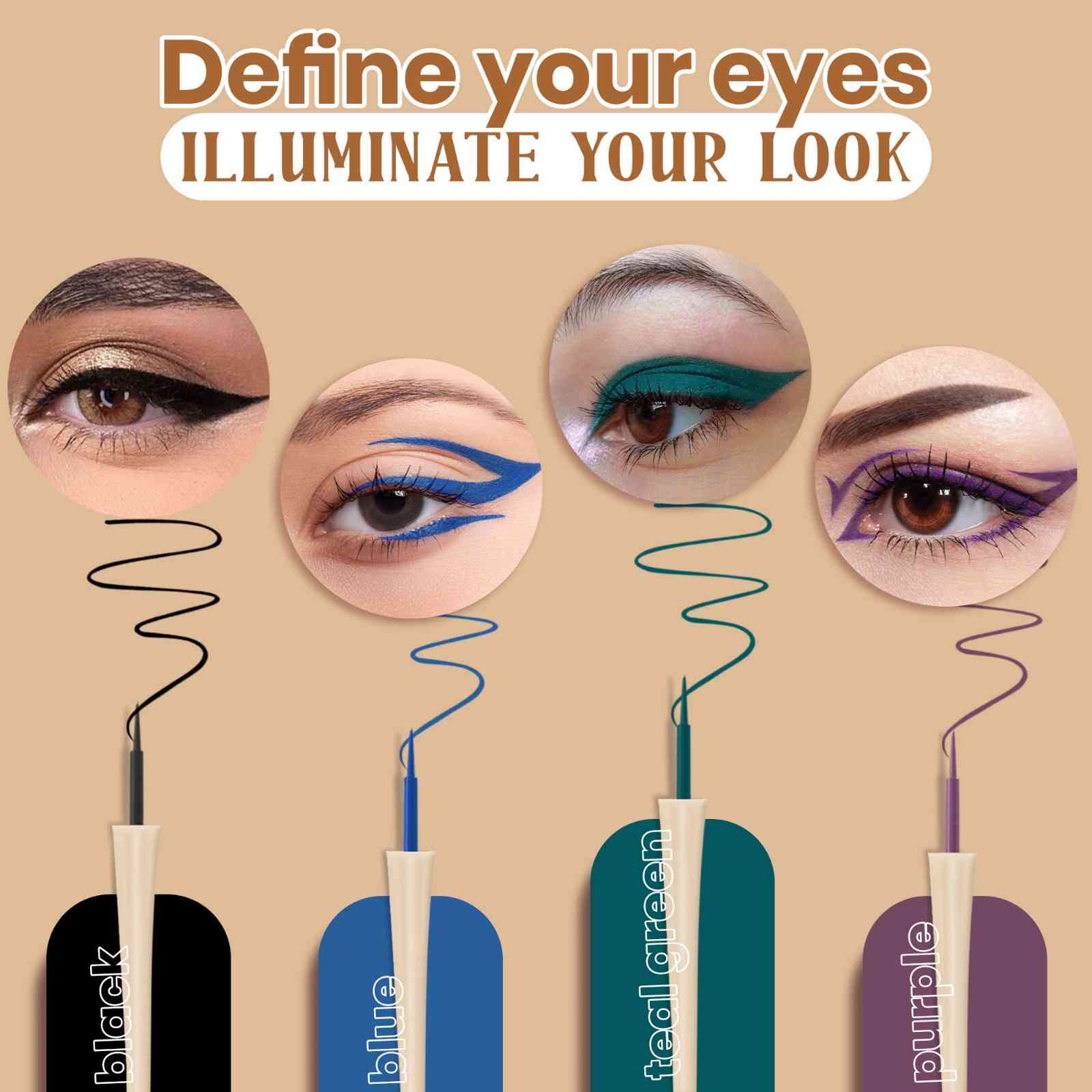 Bold & Lit Eyeliner Set – 4 High-Impact Colors for Creative & Unstoppable Looks | Smudge-Proof