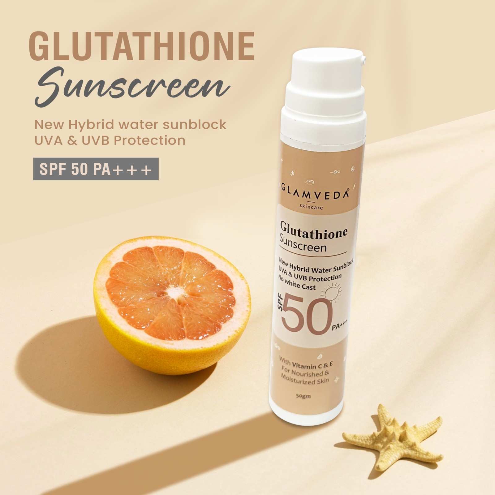 Glamveda Glutathione & Vitamin C Sunscreen SPF 50 Pa+++