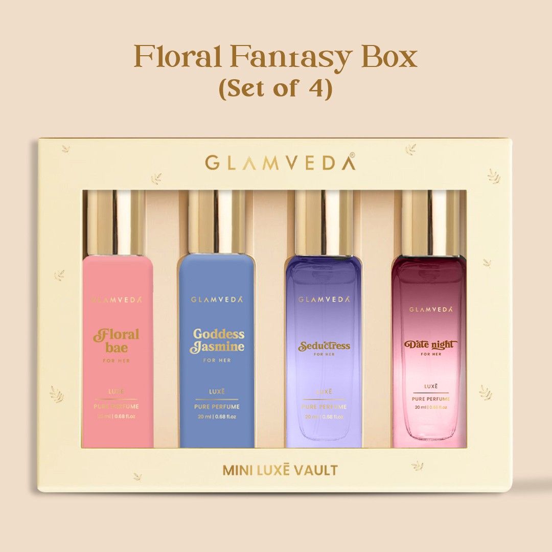 Floral Fantasy - Date Night+Seductress+Goddess Jasmine+Floral Bae | Luxury Pure Perfume Gift Set for Women 4 x 20ml