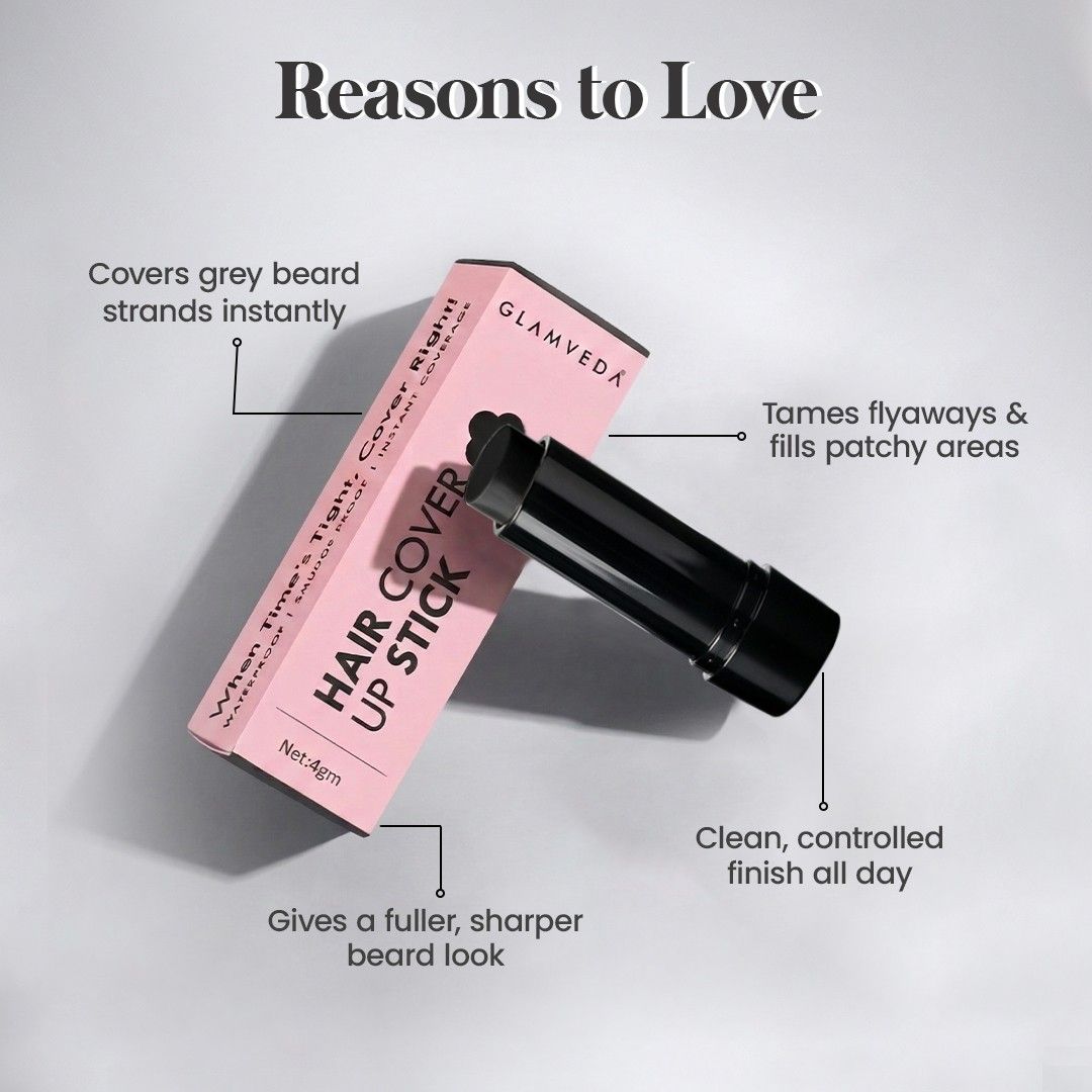 Black Hair Cover Stick For Men | Instant Grey Coverage | Waterproof & Smudge Proof