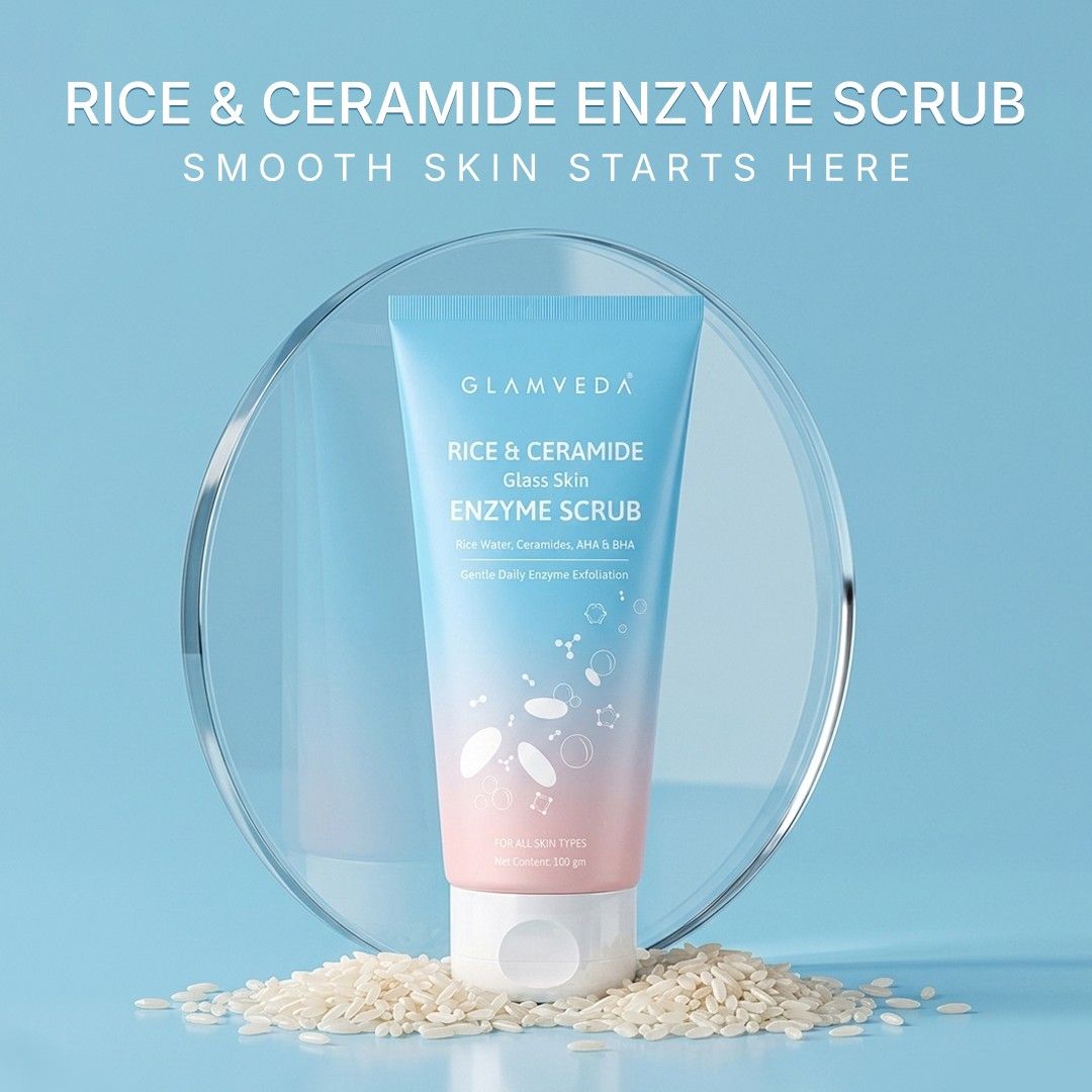 Rice & Ceramide Enzyme Scrub | 3X Exfoliation Peeling Gel with Enzyme, AHA & BHA | 100gm