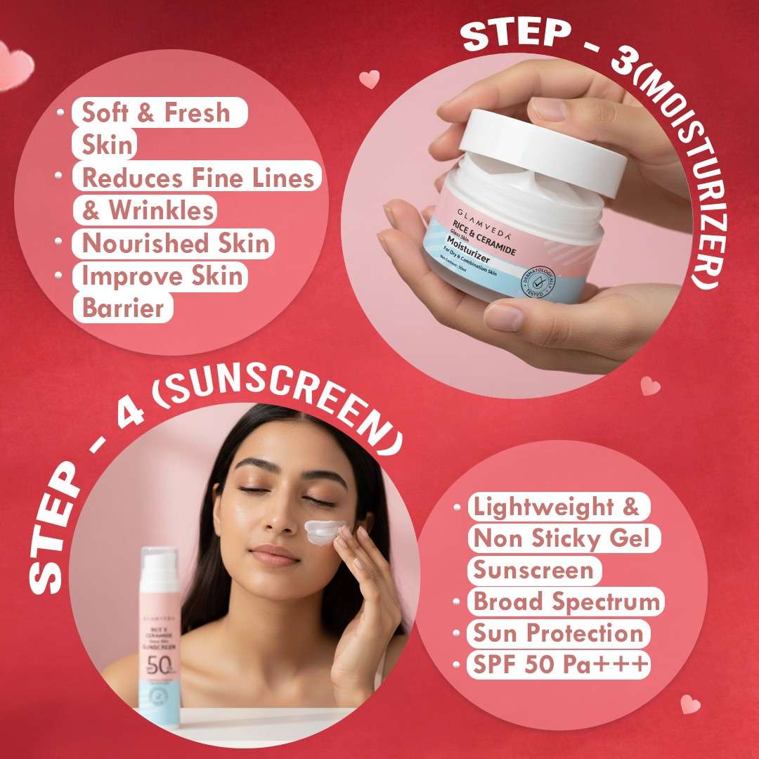 Glamveda Rice & Ceramide Valentine’s Special Complete 4 Step Skincare Kit