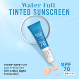 Glamveda Water Full 1% Hyaluronic Sunscreen SPF 70 PA++++ | Velvet Texture | Super Matte & Ultra Light | With Ceramides, Peptides & Niacinamide