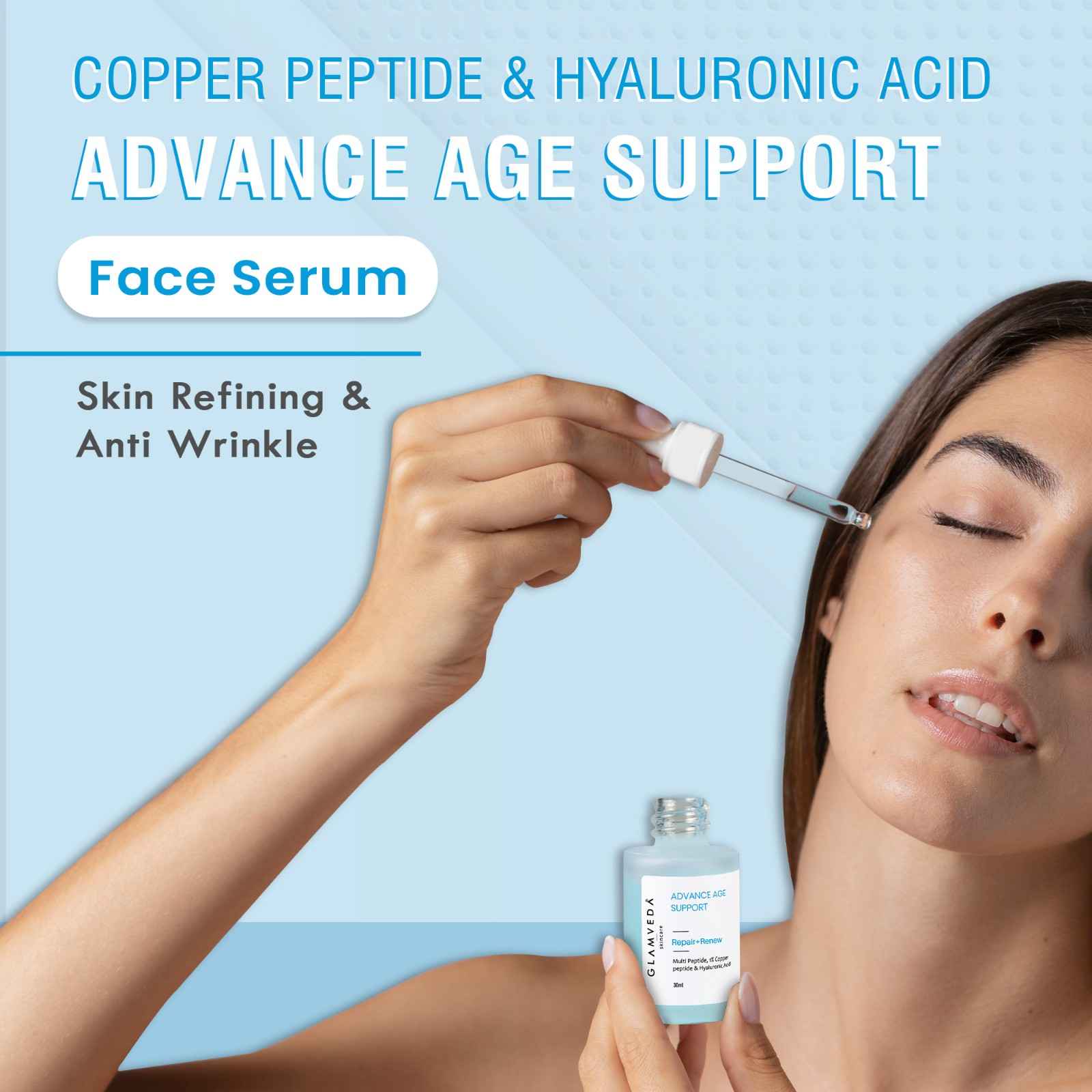 Glamveda 1% Copper peptide with Multi peptide & hyaluronic acid Advance Age Support Face Serum