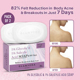 Glamveda 1% Glycolic Acid & 1% ww Salicylic Acid Body Acne Soap Pack of 2