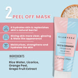 Glamveda Rice & Ceramide Combo | Skin Brightening & Anti Dullness | Improves skin barrier | Face Wash & Peel Off Mask Combo
