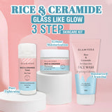 Glamveda Korean Glass Skin Rice & Ceramide 3 Step Combo | Face Wash, Toner & Moisturizer