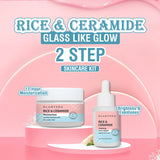 Glamveda Korean Glass Skin Rice & Ceramide Face Serum & Moisturizer Combo For Dry & Sensitive Skin Types