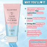Glamveda Korean Glass Skin Rice & Ceramide 3 Step Combo | Face Wash, Serum & Sunscreen