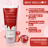 Glamveda Red Wine Advance Anti Ageing Combo Gift Pack | Reduces signs of ageing | Face Wash, Facial Kit & Peel Off Mask