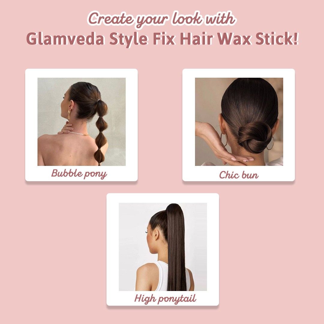 Glamveda Style Fix Hair Wax Stick | Non-Sticky, Non-Greasy Frizz Control for Baby Hair & Flyaways | Hair Styling Stick for All Hair Types