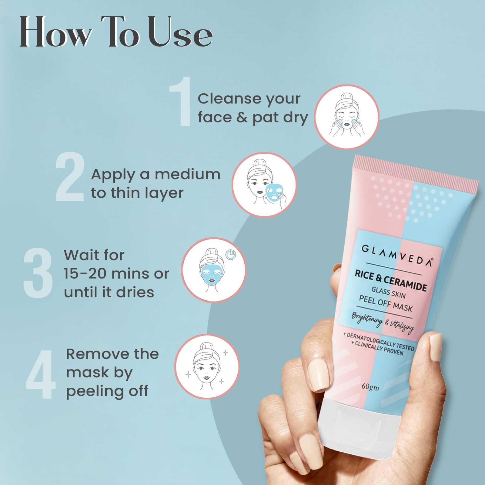 Glamveda Rice & Ceramide Glass Skin Peel off Mask 60gm