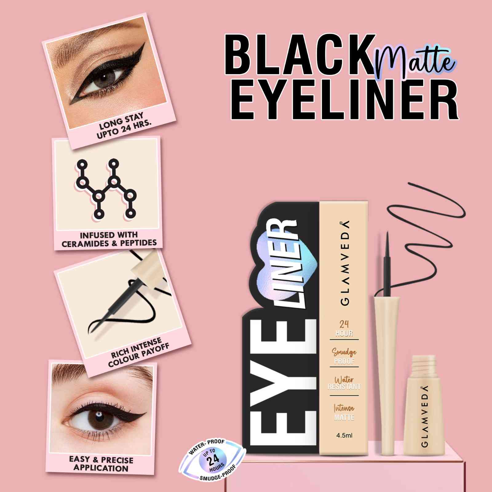 Smudge-Proof Black Kajal & Eyeliner Combo | Intense Pigment | Waterproof & Long-Lasting | Perfect for Everyday & Party Looks