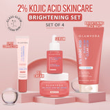 Glamveda 2% Kojic Acid 4-Step Skincare Set – Face Wash, Spot Corrector, Serum & Cream | Targets Dark Spots & Pigmentation | Brightens & Evens Skin Tone