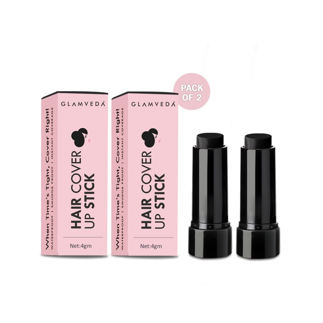 Glamveda Hair Cover-Up Stick | Instant Hairline & Root Filler – Black 4gm