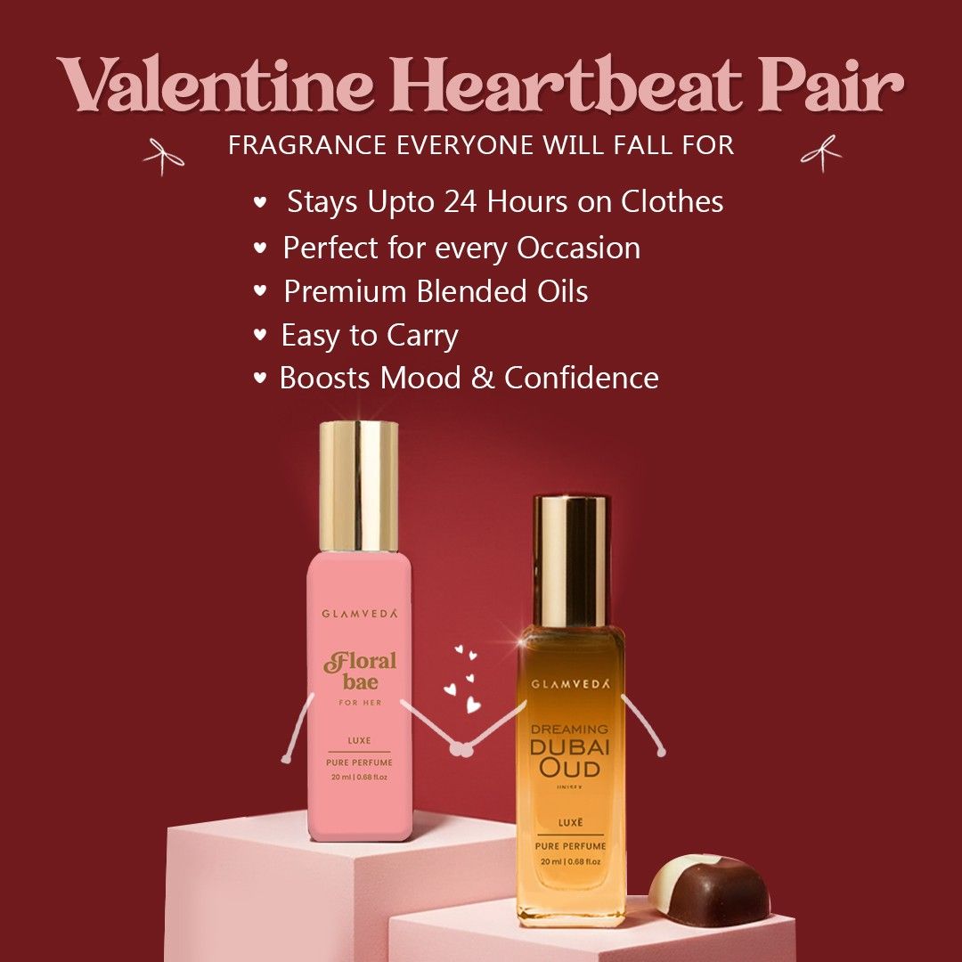 Valentine Heartbeat Pair Perfume Combo | Floral Bae & Dreaming Dubai Oud 40ml