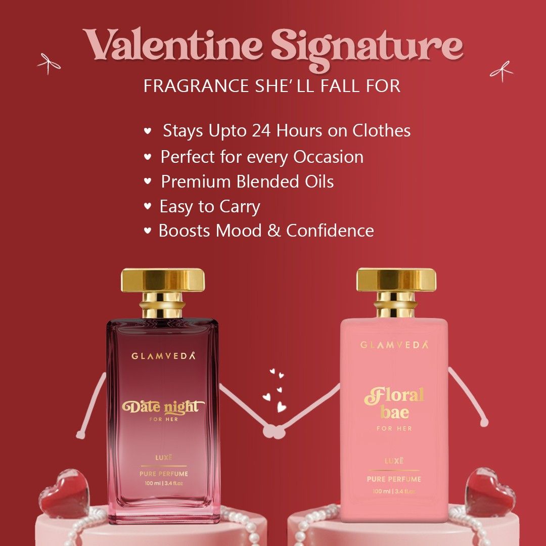 Glamveda Valentine Signature Perfume Combo for Her | Date Night & Floral Bae Pure Lux Perfumes