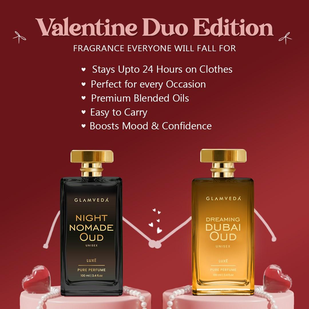 Glamveda Valentine Duo Edition Unisex Pure Perfume Combo – Night Nomade Oud & Dreaming Dubai Oud
