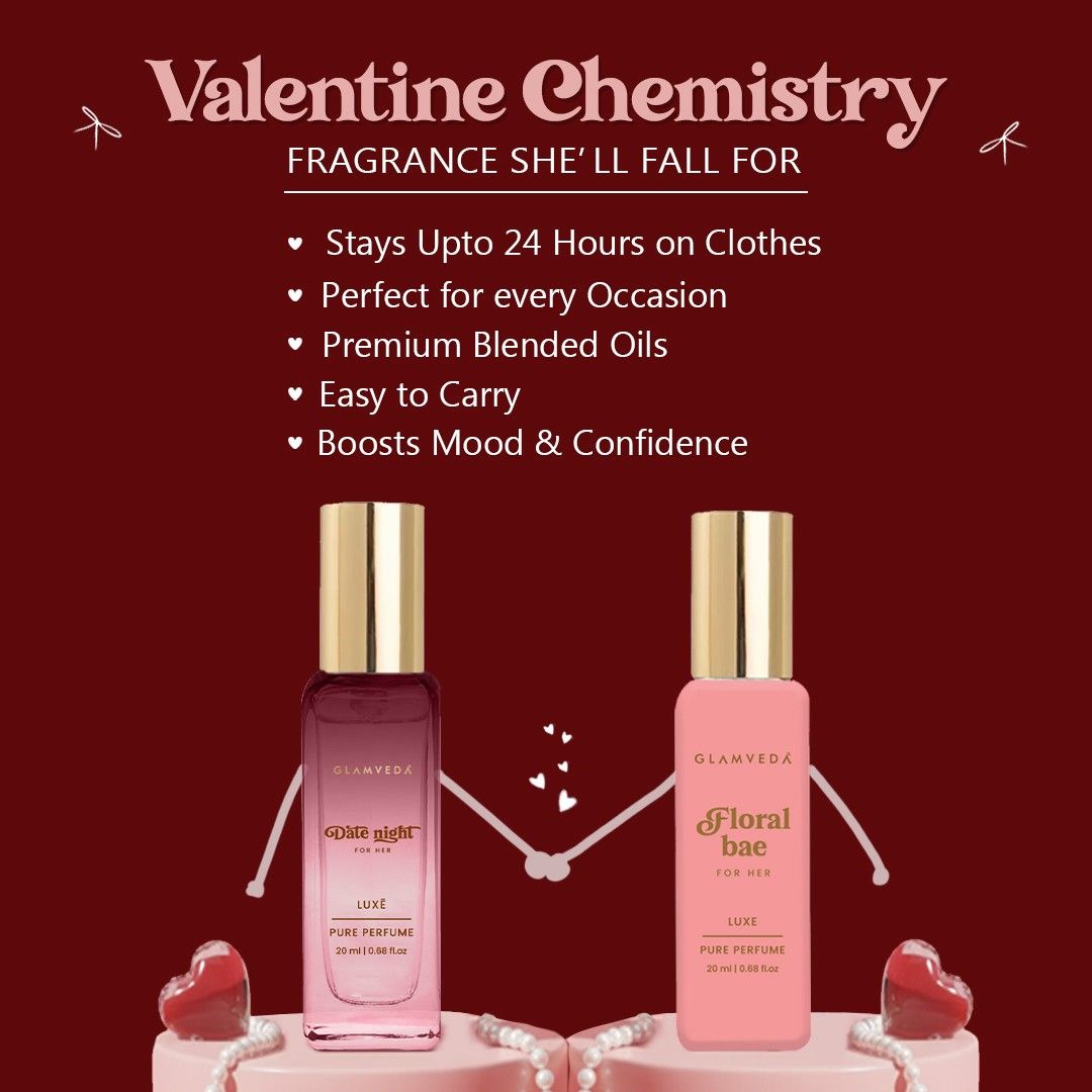 Glamveda Valentine Chemistry Pure Perfume Combo for Women | Date Night & Floral Bae 40ml