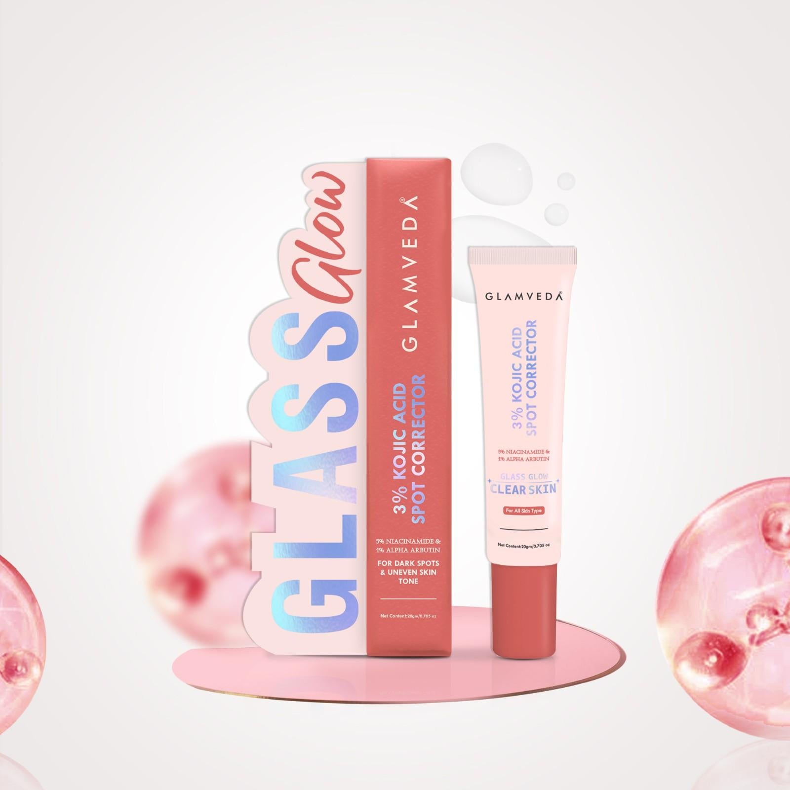 Glamveda 3% Kojic Acid Spot Corrector Gel Reduces Acne Scars & Dark Spots | Glow Booster & Pigmentation Removal