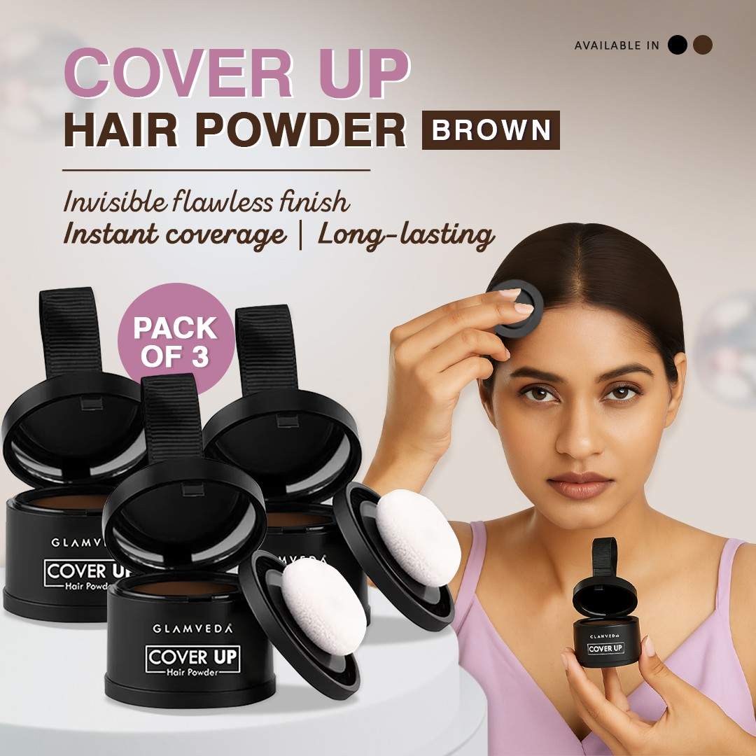 Glamveda Hair Cover-Up Powder Brown | Pack of 3 12gm