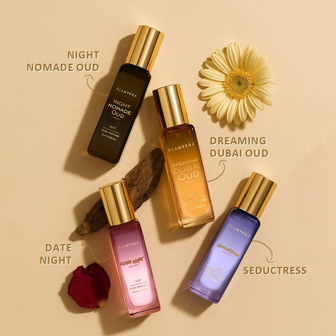 Glam Nights Vault - Date Night+Seductress+Dreaming Dubai Oud+Night Nomade Oud | Luxury Unisex Pure Perfume Gift Set 4 x 20ml