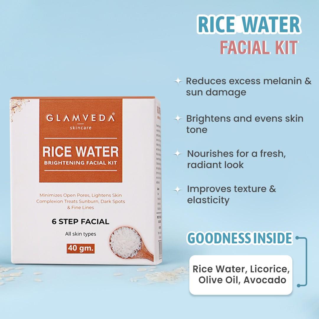 Rice & Ceramide Korean Glass Skin Combo Gift Pack | Skin Brightening & Anti Dullness | Face Wash, Facial Kit & Peel Off Mask
