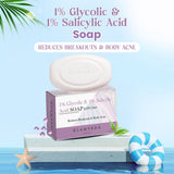 Glamveda 1% ww Glycolic Acid & 1% ww Salicylic Acid Body Acne Soap