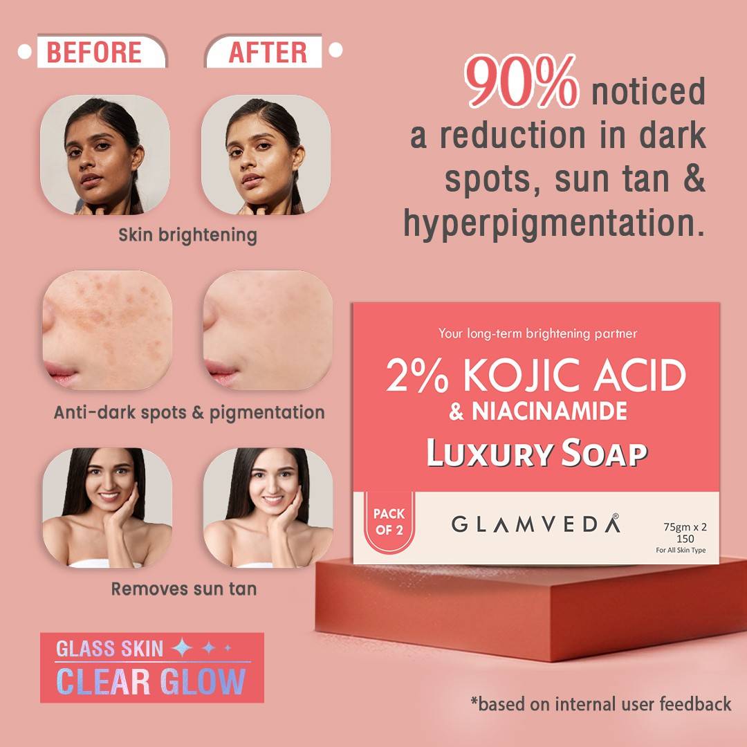 2% Kojic Acid Soap with Niacinamide For Pigmentation, Uneven Skin Tone | 150gm