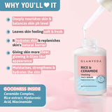 Glamveda Korean Glass Skin Rice & Ceramide Face Serum & Moisturizer Combo For Dry & Sensitive Skin Types