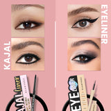 Glamveda Smudge-Proof Black Kajal & Eyeliner Combo | Intense Pigment | Waterproof & Long-Lasting | Perfect for Everyday & Party Looks