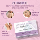 Glamveda 1% Glycolic Acid & 1% ww Salicylic Acid Body Acne Soap Pack of 2
