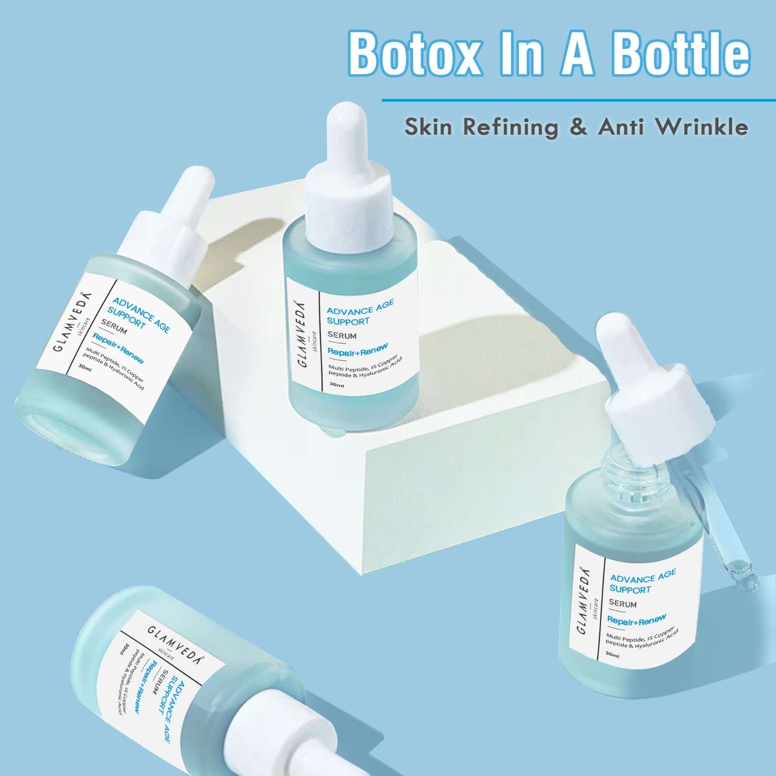 Glamveda 1% Copper peptide with Multi peptide & hyaluronic acid Advance Age Support Face Serum